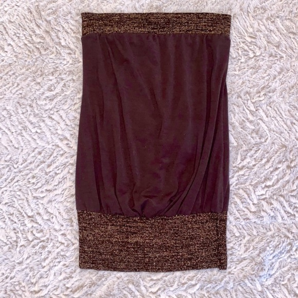 Brown & Gold strapless Tub Top